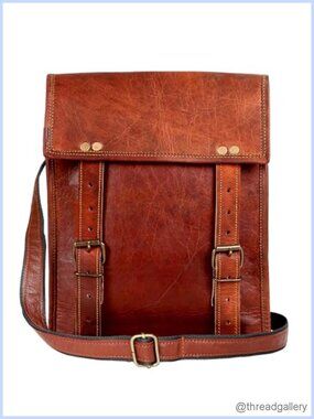 Leather Tablet Messenger Bag Crossbody Satchel iPad Purse